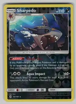 Sharpedo 82/149 Holo Rare SM Base Set Pokemon Reverse Holo Near Mint - Image 1