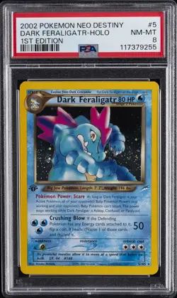 2002 POKEMON NEO DESTINY 1ST EDITION #5 DARK FERALIGATR-HOLO PSA 8 - Image 1