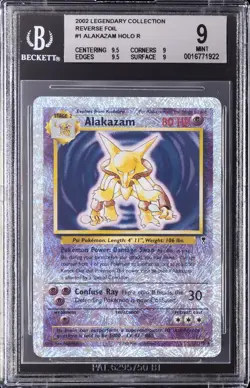 2002 POKEMON LEGENDARY COLLECTION REVERSE HOLO R REVERSE FOIL #1 ALAKAZAM BGS 9 - Image 1