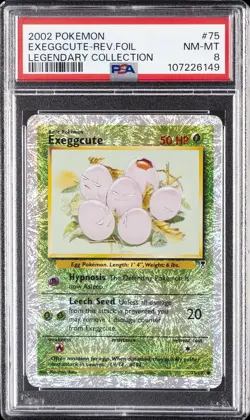 2002 POKEMON LEGENDARY COLLECTION #75 EXEGGCUTE-REVERSE FOIL PSA 8 - Image 1