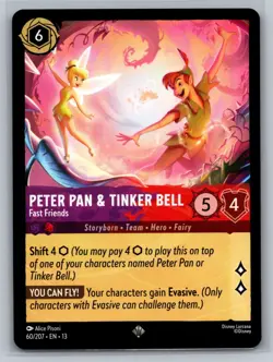 Attack of the Vine! Disney Lorcana Peter Pan & Tinker Bell - Fast Friends 60/207 - Image 1