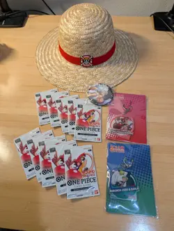 One Piece x Round 1 Promotion (10 Packs) SEALED + Bonus keychains, Button, Hat - Image 1