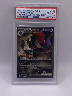 Pokemon TCG N's Zoroark ex 185/159 SV09 Journey Together SIR Holo PSA 10 - Image 1