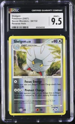 CGC 9.5 MINT+ Shelgon 2007 Secret Wonders 64/132 Reverse Holo Pokemon Card - Image 1