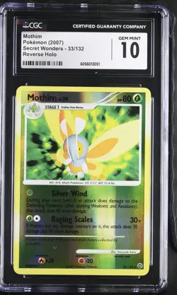CGC 10 GEM MINT Mothim 2007 Secret Wonders 33/132 Reverse Holo Pokemon Card - Image 1