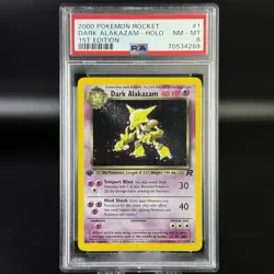 Pokemon TCG Dark Alakazam Holo Rare Card 1/82 1st Edition Rocket PSA 8 - Image 1