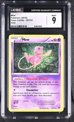 CGC 9 Mew #29 2016 Fates Collide Holo English Pokemon Card TCG - Image 1