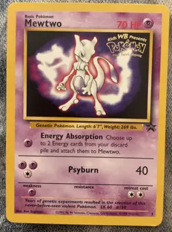 Mewtwo 3 Black Star Promo The First Movie WOTC Vintage Pokemon TCG Card LP - Image 1