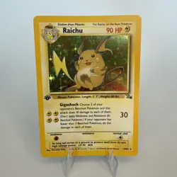 Pokemon Raichu 14/62 1st Edition Holo Fossil WOTC 1999 Rare LP - Image 1