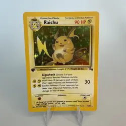 Pokemon Raichu 14/62 1st Edition Holo Fossil WOTC 1999 Rare LP - Image 2
