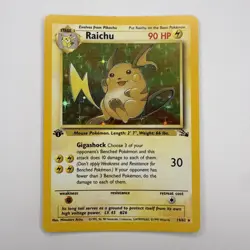 Pokemon Raichu 14/62 1st Edition Holo Fossil WOTC 1999 Rare LP - Image 3