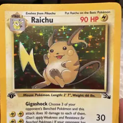 RAICHU Pokemon 1999 vintage 14/62 - HOLO Rare - 1st Edition Fossil Set *MINT* - Image 1