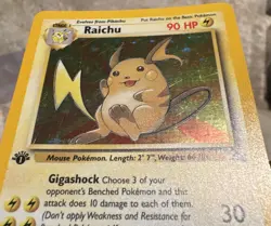 RAICHU Pokemon 1999 vintage 14/62 - HOLO Rare - 1st Edition Fossil Set *MINT* - Image 4