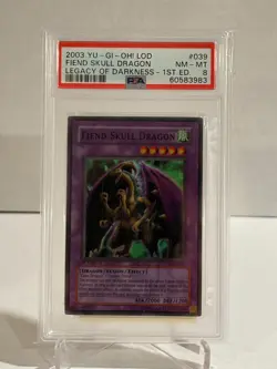 Yu-Gi-Oh! Fiend Skull Dragon Legacy of Darkness 1st Ed Super Rare LOD-039 PSA 8 - Image 1
