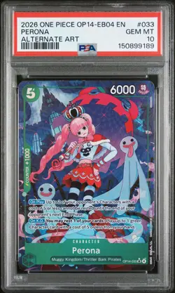 2026 One Piece OP14 EB04 Perona OP14-033 PSA 10 Alternate Art SR - Image 1