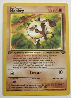Pokemon TCG Mankey Jungle Card 1st Edition #55/64 - Image 1