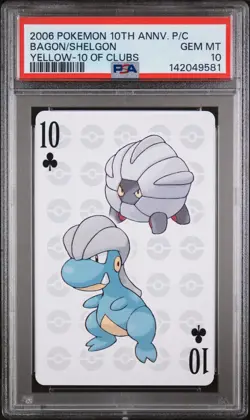 2006 Pokemon Center 10th Anniversary Playing Cards Bagon/Shelgon 10 Clubs PSA 10 - Image 1