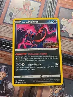 Galarian Moltres SWSH125 Prerelease Holo Promo Pokemon Card Evolving Skies - Image 1