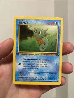 1st Edition Fossil Horsea 49/62 Pokemon Card WOTC Vintage LP - Image 1