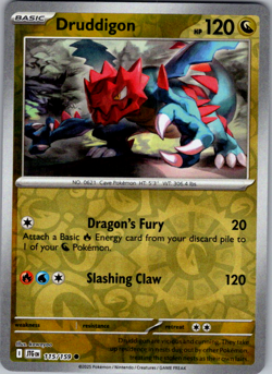 Druddigon 115/159 Reverse Holo English Pokemon Card - Image 1