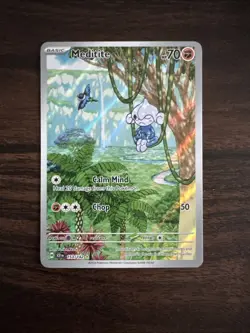 Pokemon TCG Meditite Stellar Crown Holo Illustration Rare Card 153/142 - Image 1