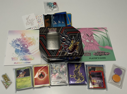 Pokemon Tin OPEN filled with card lot & Misc Pokemon things - Image 1