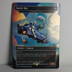 Fortnite MTG Battle Bus Secret Lair Drop 446 Extended Art Foil Rare Vehicle - Image 1