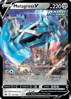 METAGROSS V 112/198 CHILLING REIGN HOLO V RARE NM - Image 1