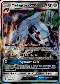 Pokemon TCG Holo Full Art Metagross GX SM - Guardians Rising 85/145 - Image 1