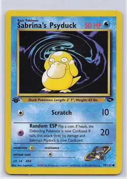 Sabrina's Psyduck 99/132 Common Gym Challenge Pokemon 1st Edition MP - Image 1