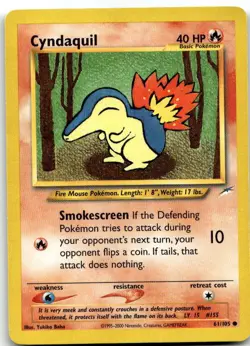 Cyndaquil 61/105 Common Neo Destiny Pokemon 1st Edition MP - Image 1