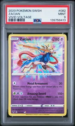 2020 POKEMON SWORD & SHIELD VIVID VOLTAGE #082 ZACIAN PSA 9 - Image 1