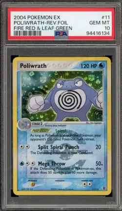 Pokemon Poliwrath EX Fire Red & Leaf Green Reverse Holo Rare #11 PSA 10 Gem Mint - Image 1