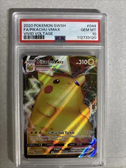 2020 Pokemon SWSH Pikachu VMAX Vivid Voltage #044 PSA 10 - Image 1