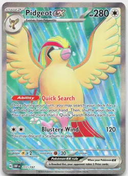 Pidgeot ex 217/197 Ultra Rare Obsidian Flames Pokemon Holo Near Mint - Image 1