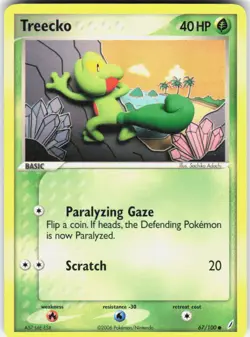 Treecko 67/100 Common Crystal Guardians Pokemon Near Mint - Image 1