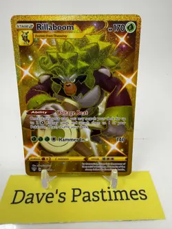 Rillaboom 197/189 GOLD SECRET RARE Pokemon TCG Darkness Ablaze NM P1 - Image 1