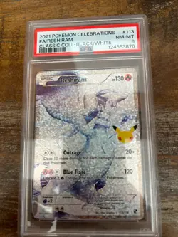 POKEMON 2021 Celebrations Classic RESHIRAM Black White Full Art #113 PSA 8 - Image 1