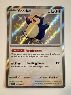 Pokemon Snorlax 202/091 Illustration Rare Near Mint NM Paldean Fates Art Rare - Image 1
