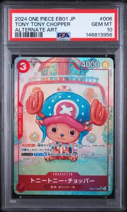 2024 ONE PIECE JAPANESE EB01-ALTERNATE ART #006 TONY TONY CHOPPER PSA 10 - Image 1