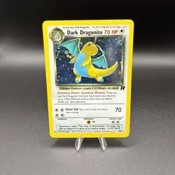 Pokemon Dark Dragonite Holo Rare Card 5/82 Team Rocket Pokemon TCG LP Swirl - Image 1