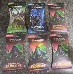 MTG Collector Booster Pack Lot 6 sleeved boosters. Theros, Ravnica & Throne pack - Image 1