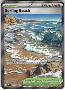 Surfing Beach 114/086 Ultra Rare Chaos Rising Pokemon Holo Near Mint - Image 1