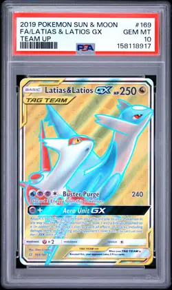 PSA 10 Latias & Latios GX Full Art 169/181 Team Up Pokemon Card - Image 1