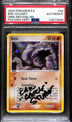 PSA Eric Stuart Signed Onix 42/112 FireRed & LeafGreen Reverse Holo Pokemon TCG - Image 1