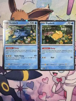 Pokemon TCG Mega Evolutions Psyduck 007 Golduck 008 Black Star Promo Holo - Image 1