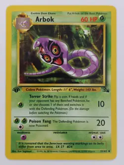 1999 Pokemon Fossil - Arbok 1st Edition - #31/62 - Image 1