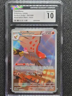 Pokemon TCG Talonflame 091/088 Illustration Rare Perfect Order - CGC 10 GEM MINT - Image 3