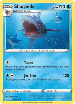 POKEMON EVOLVING SKIES SHARPEDO RARE 036/203 NM/Mint PACK FRESH - Image 1