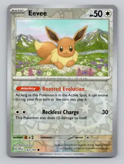 Eevee 143/191 Common Surging Sparks Pokemon Reverse Holo Near Mint - Image 1